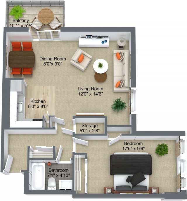 One bedroom layout